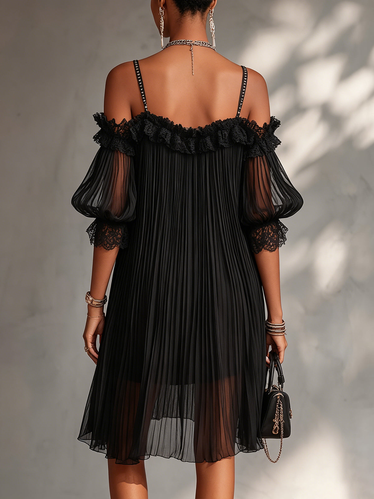 JAROSŁAWA | Czarny muślin i koronka