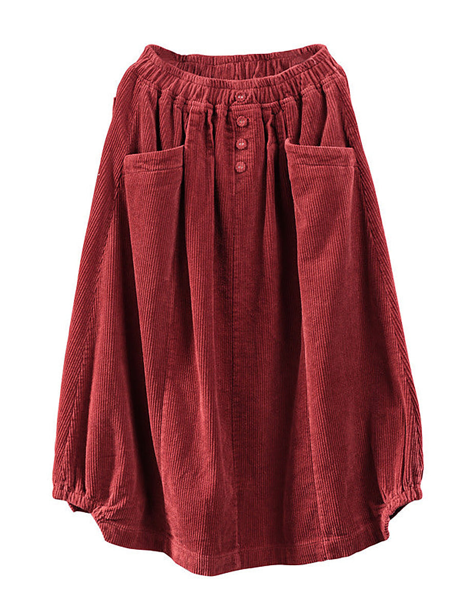 Plus maat elastische taille kuitlengte lente corduroy rok