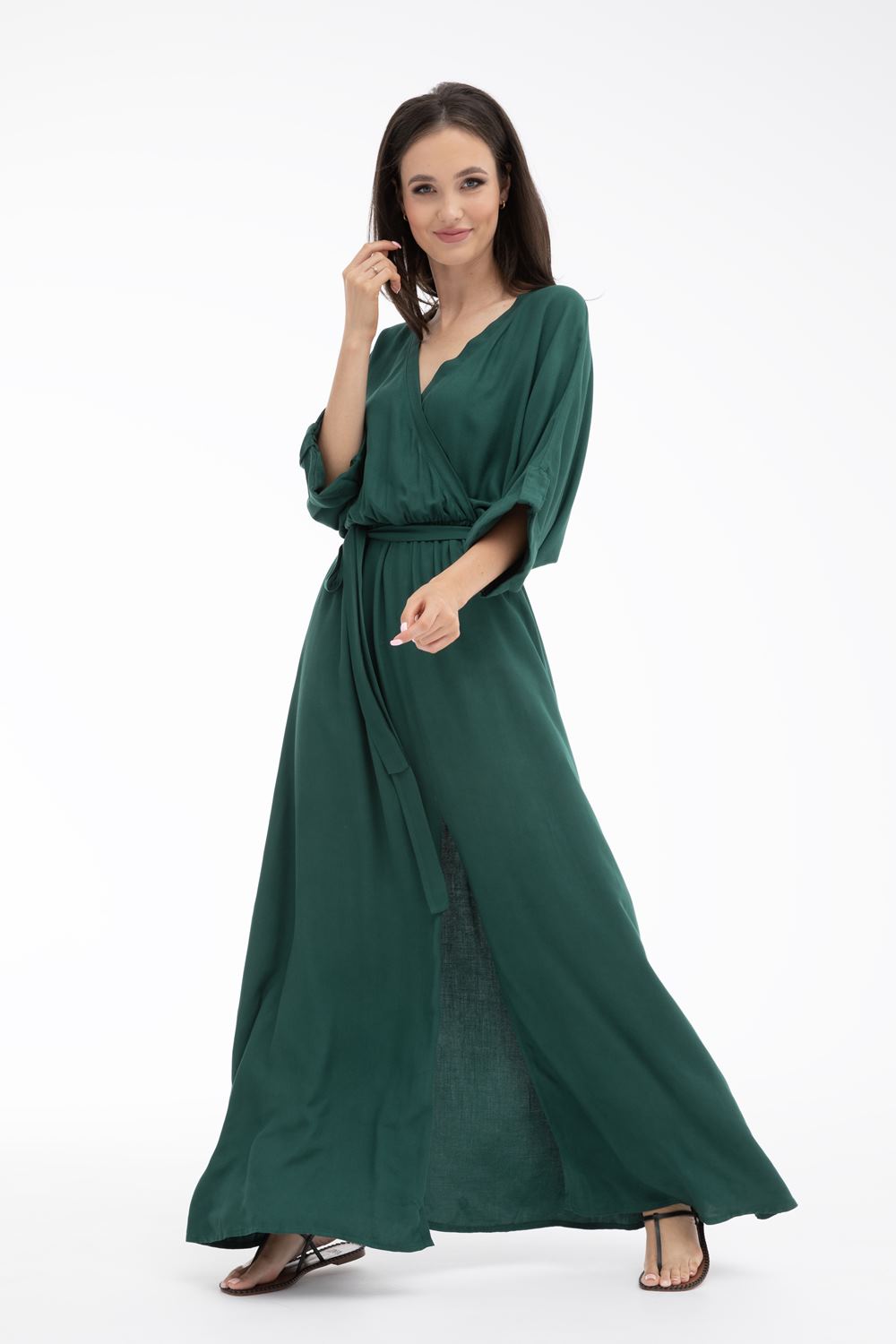Long dress with a tie Emerald Dream