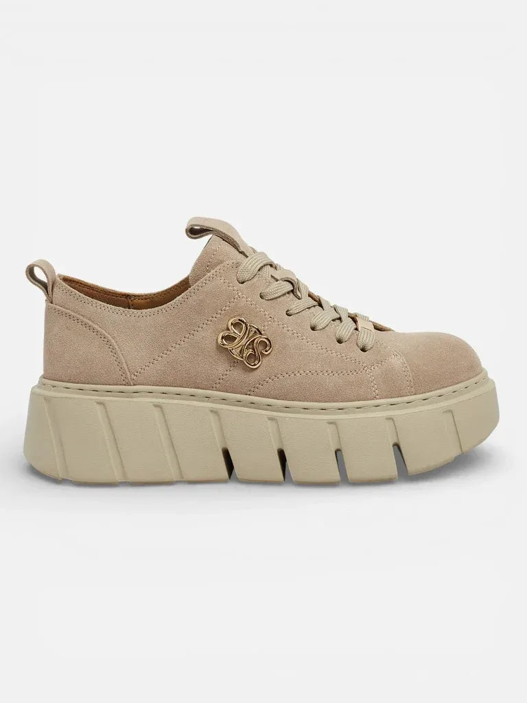 Sneakersy Damskie Flora Beżowe Skórzane