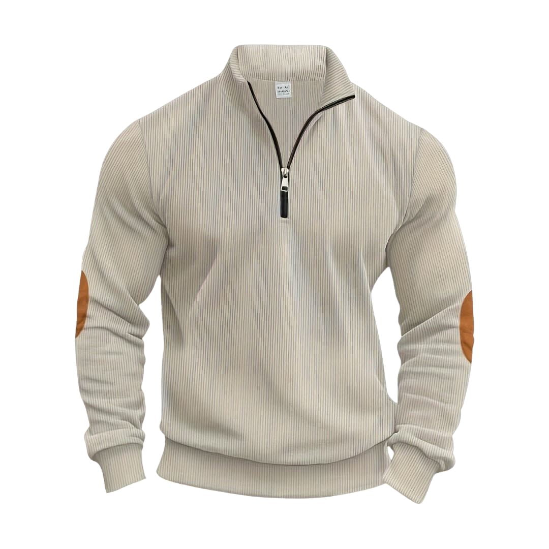 Fashionable sweater with half zip