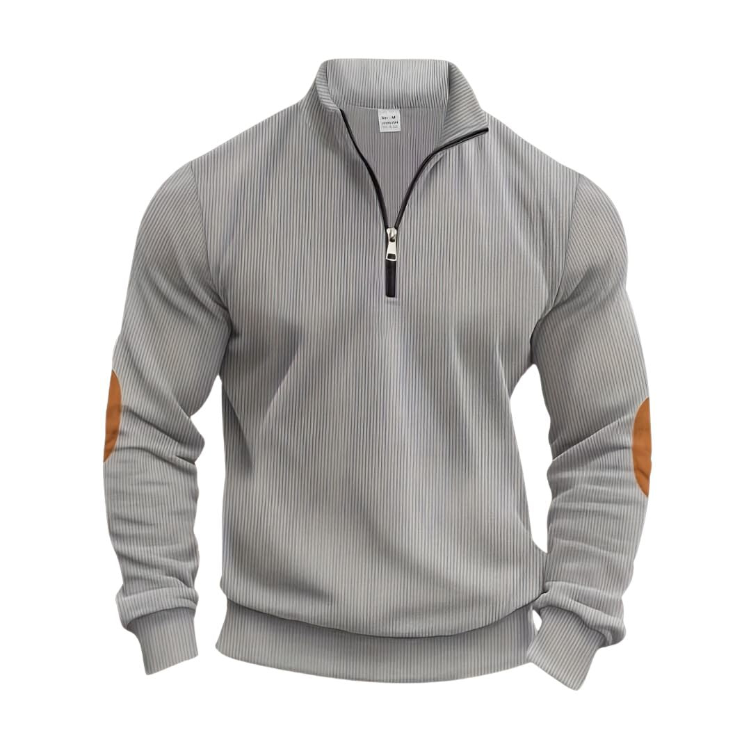 Fashionable sweater with half zip