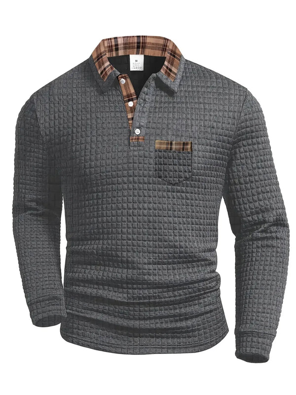 Comfortable men's long-sleeved polo shirt