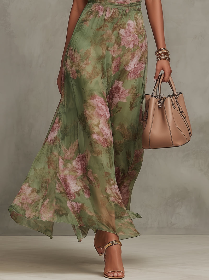 Liwia | Elegancka Kwiecista Sukienka Maxi Halter