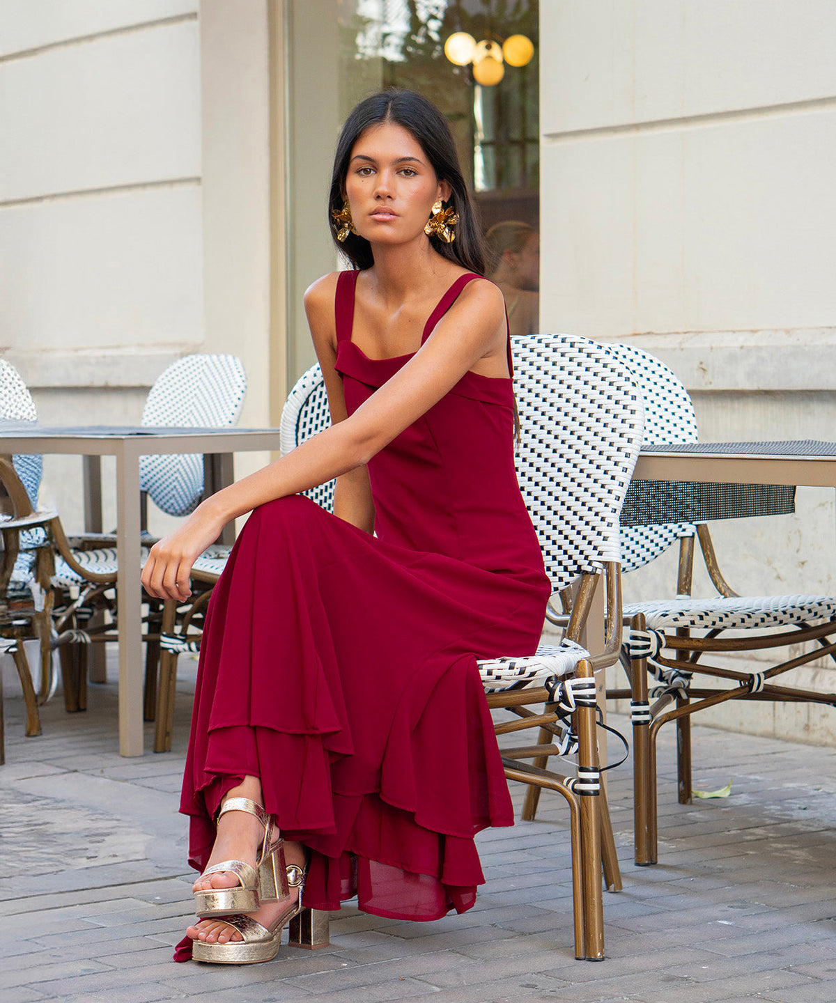 Vestido Ryota  borgoña