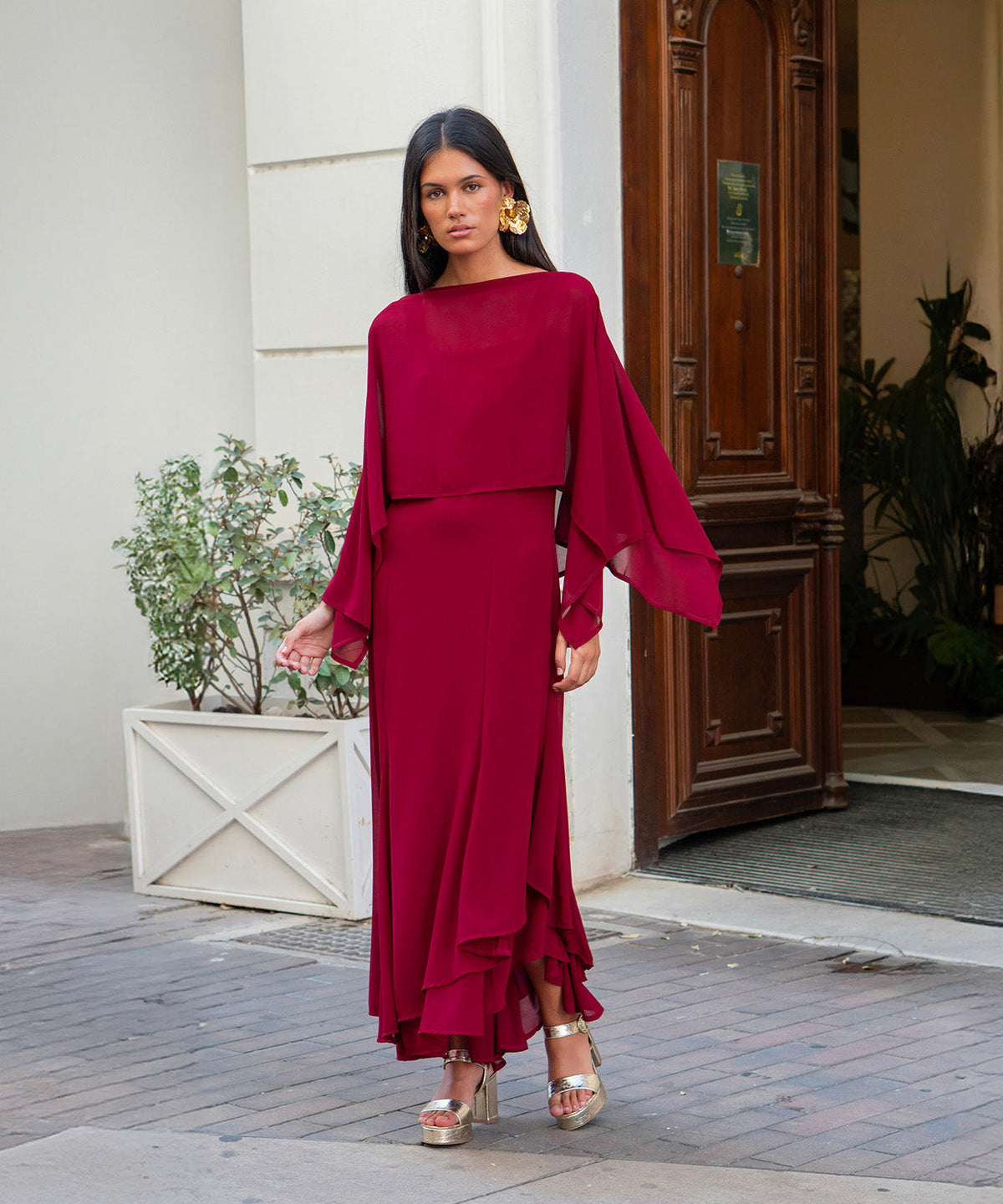 Vestido Ryota  borgoña