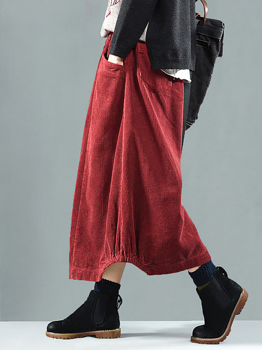 Plus maat elastische taille kuitlengte lente corduroy rok