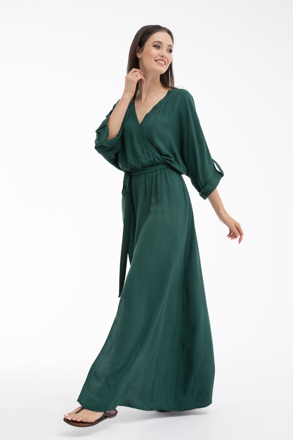 Long dress with a tie Emerald Dream