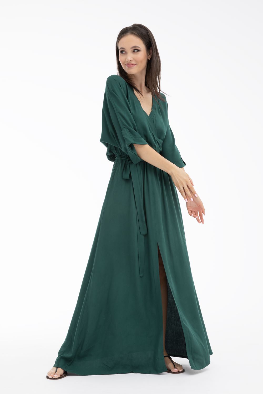 Long dress with a tie Emerald Dream