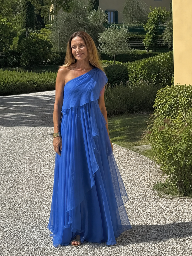 Eliana | Szyfonowa Sukienka Maxi na Jedno Ramię