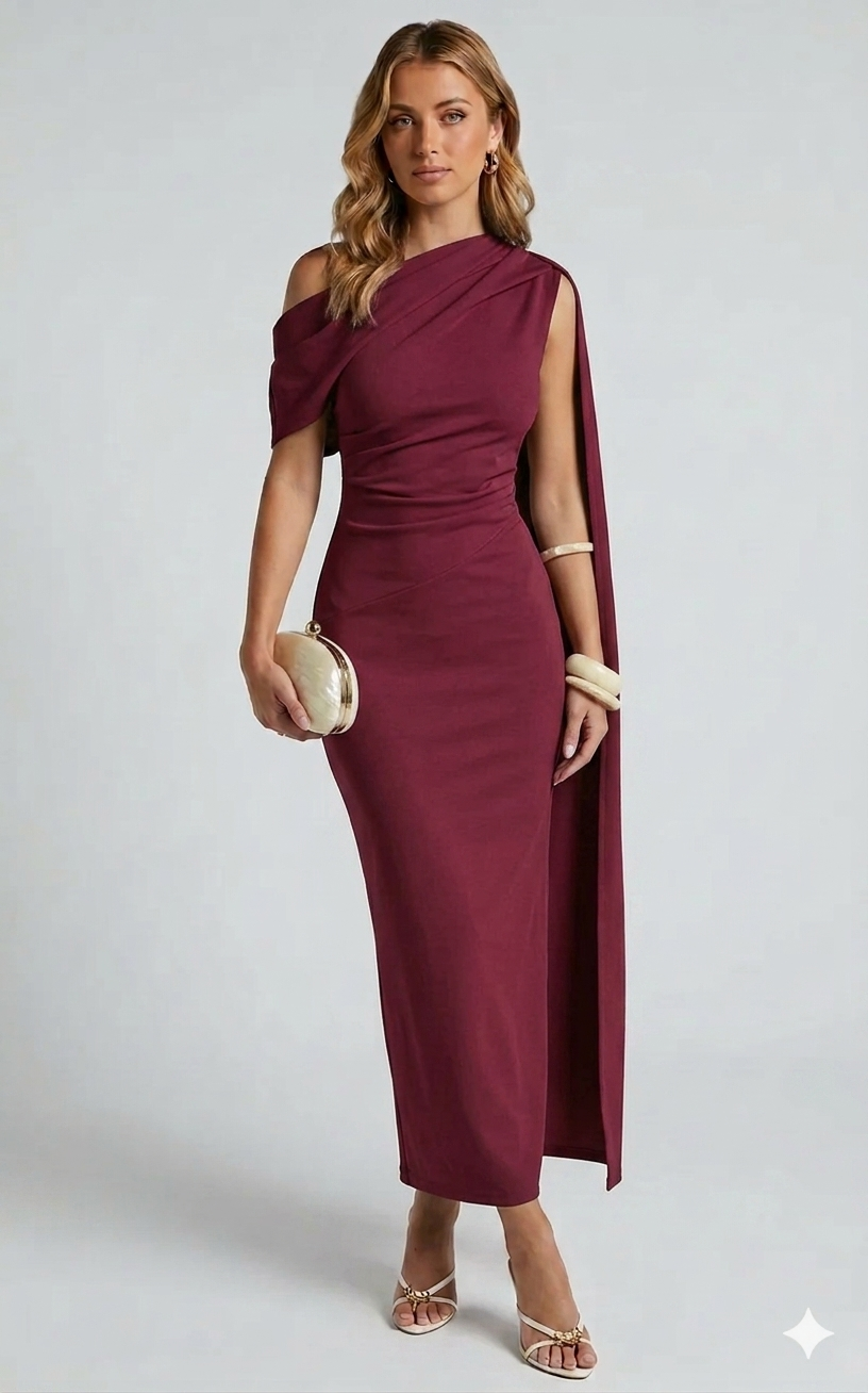 Sukienka midi Seraphina Bordeaux