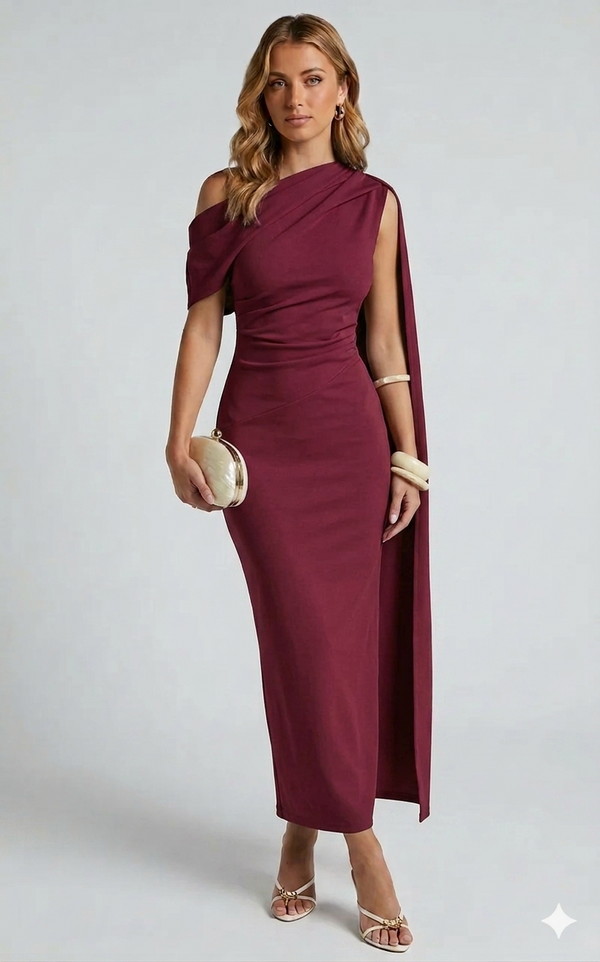 Sukienka midi Seraphina Bordeaux