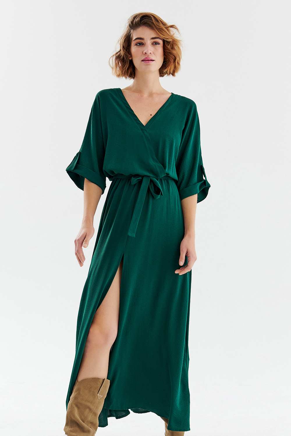 Long dress with a tie Emerald Dream