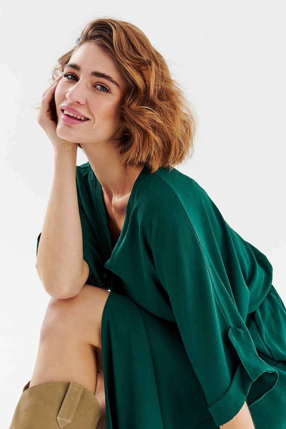 Long dress with a tie Emerald Dream