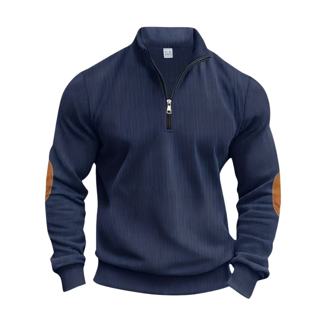 Fashionable sweater with half zip