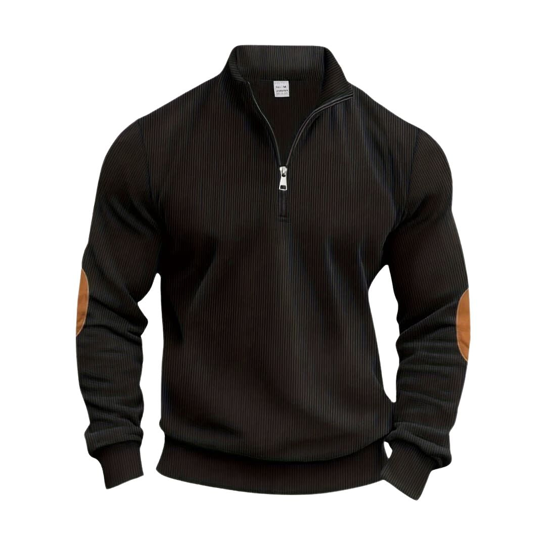 Fashionable sweater with half zip
