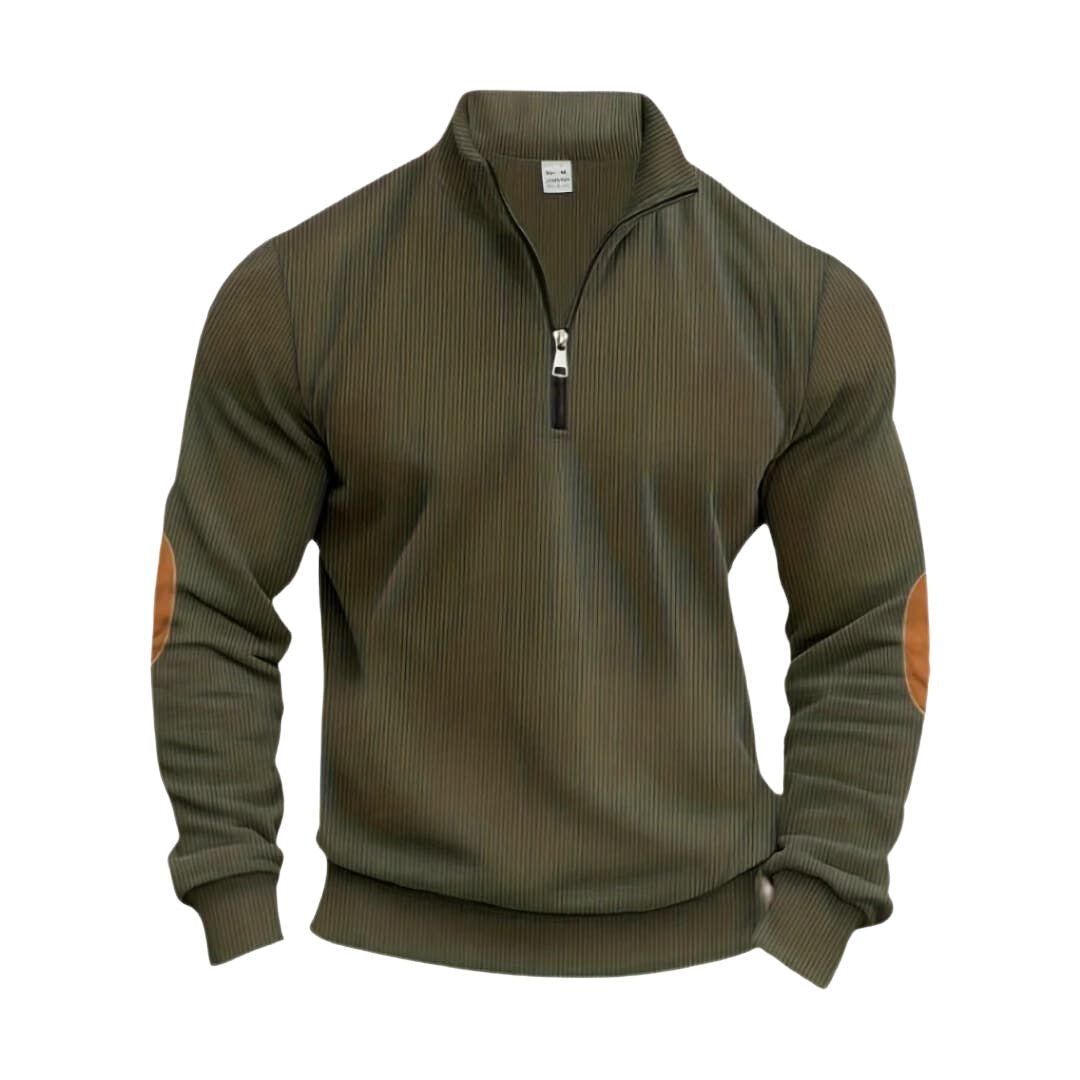 Fashionable sweater with half zip