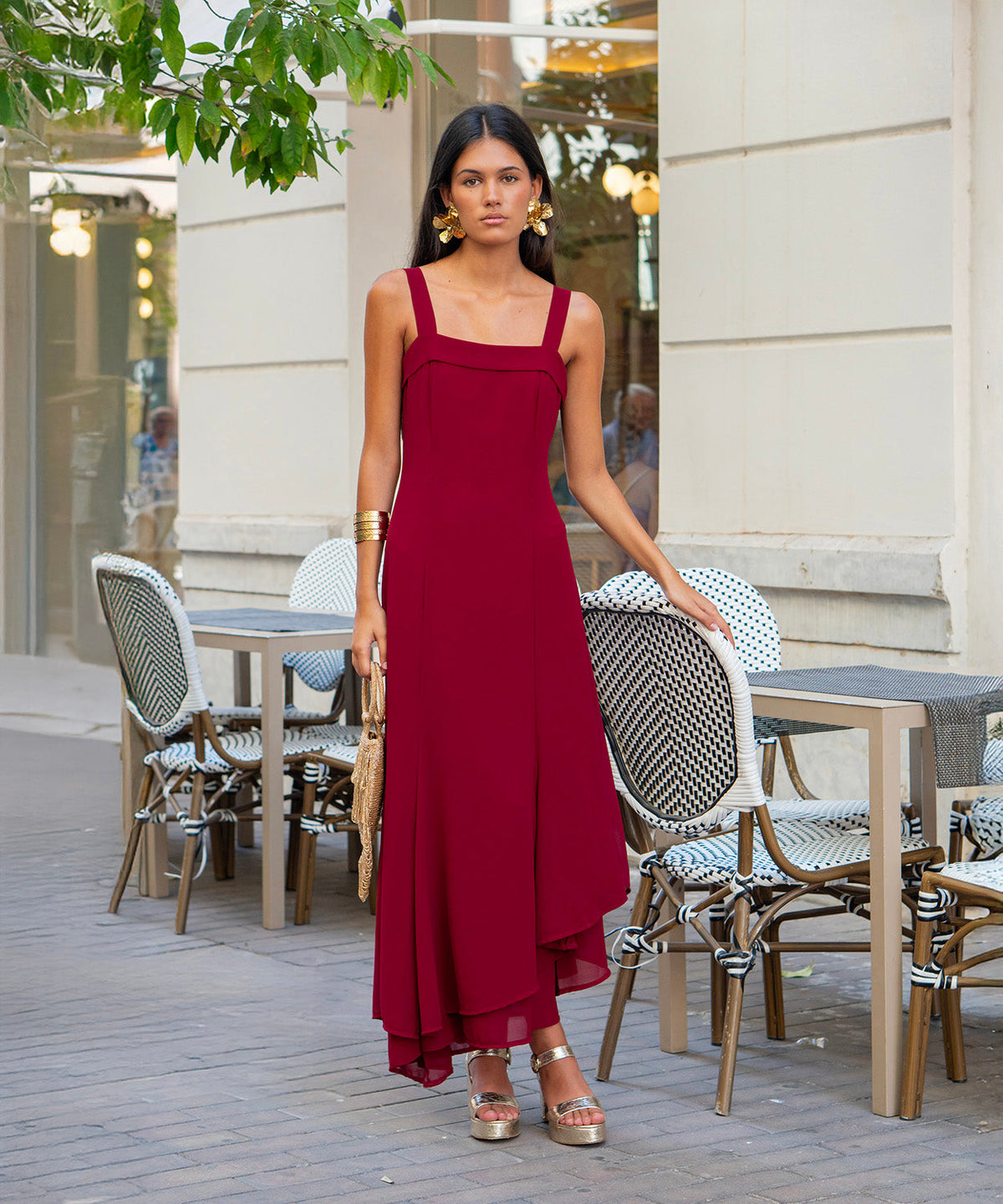Vestido Ryota  borgoña