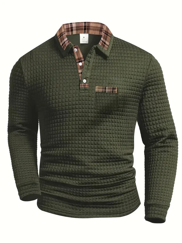 Comfortable men's long-sleeved polo shirt