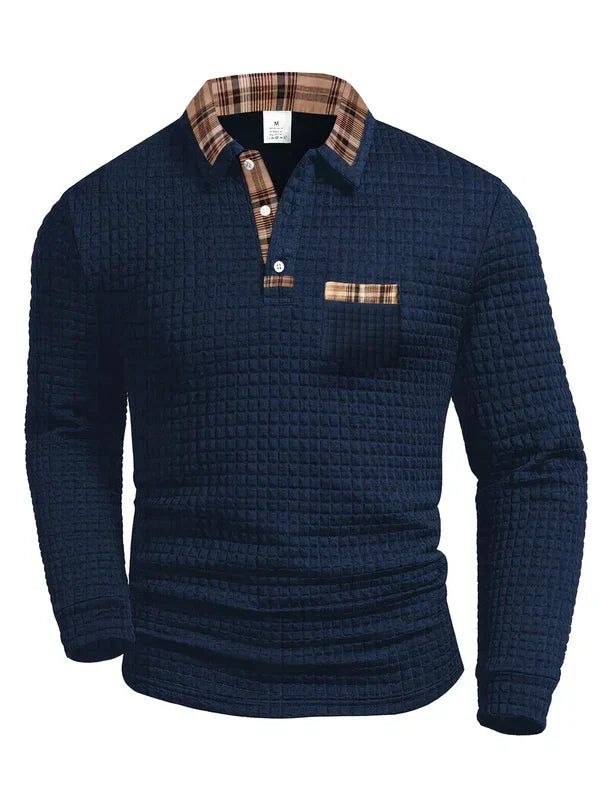 Comfortable men's long-sleeved polo shirt
