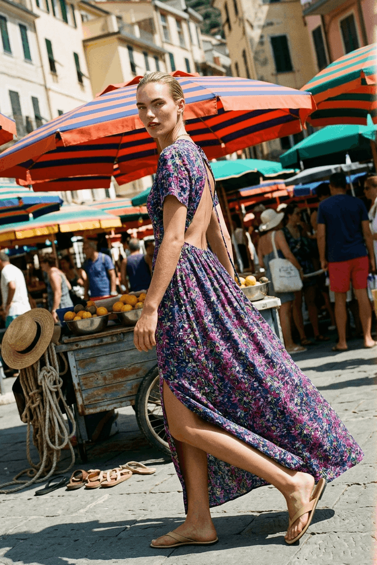 Bayberry maxi dress with open back