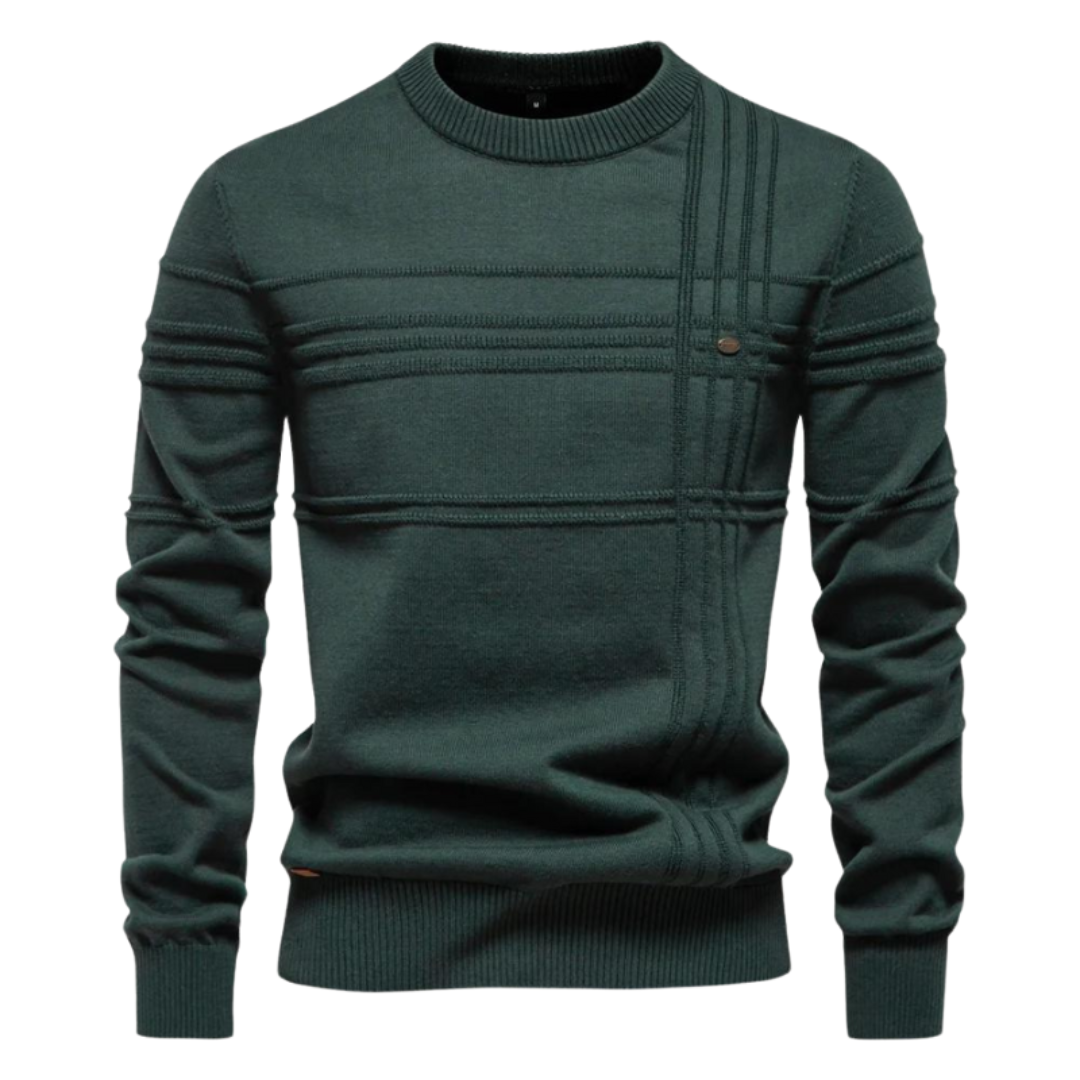 Cotton Men's Sweater with Stripe Design