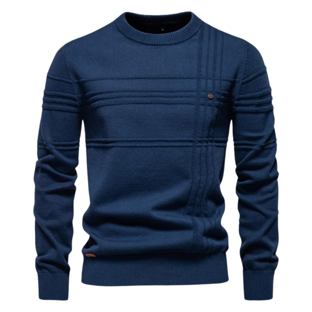 Cotton Men's Sweater with Stripe Design
