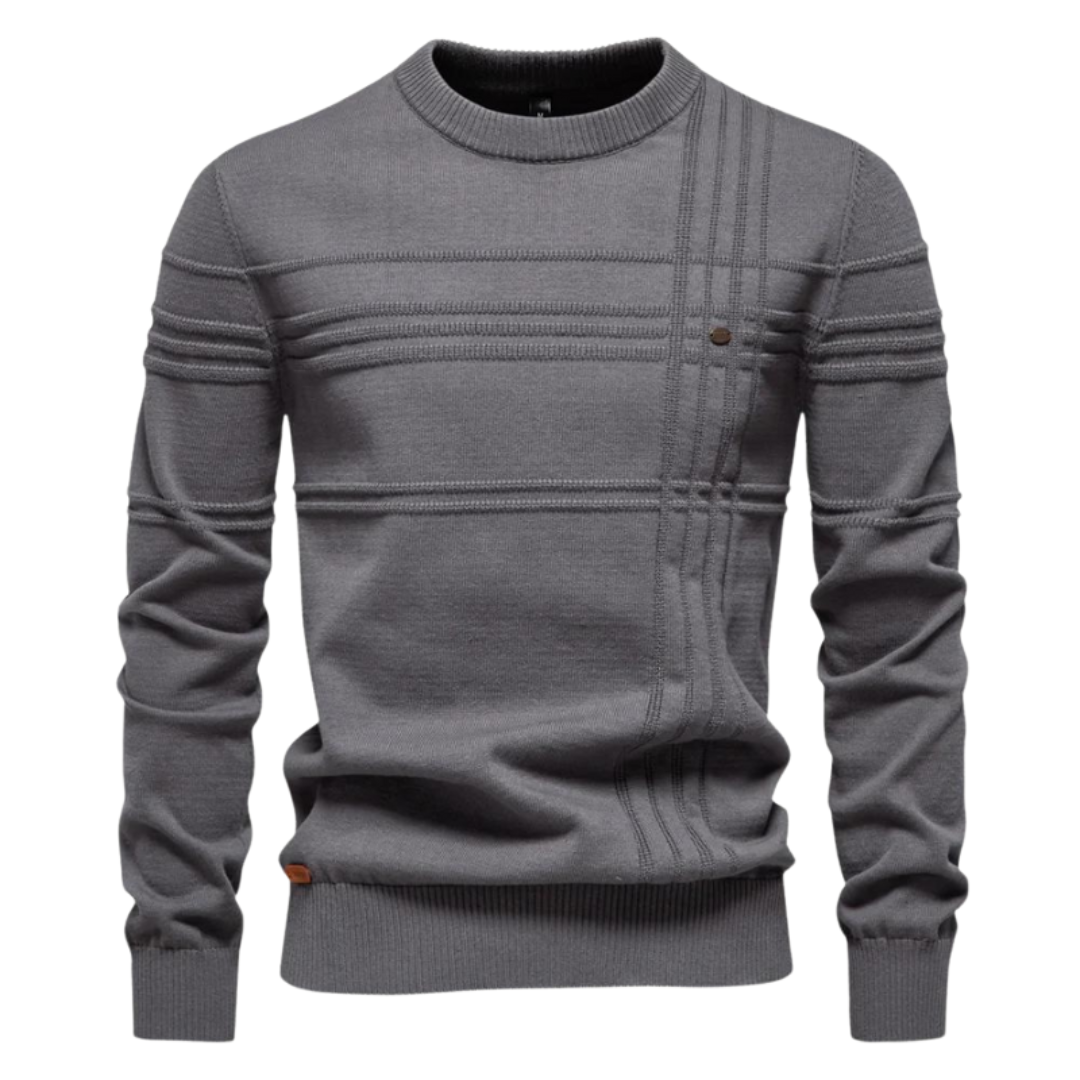 Cotton Men's Sweater with Stripe Design