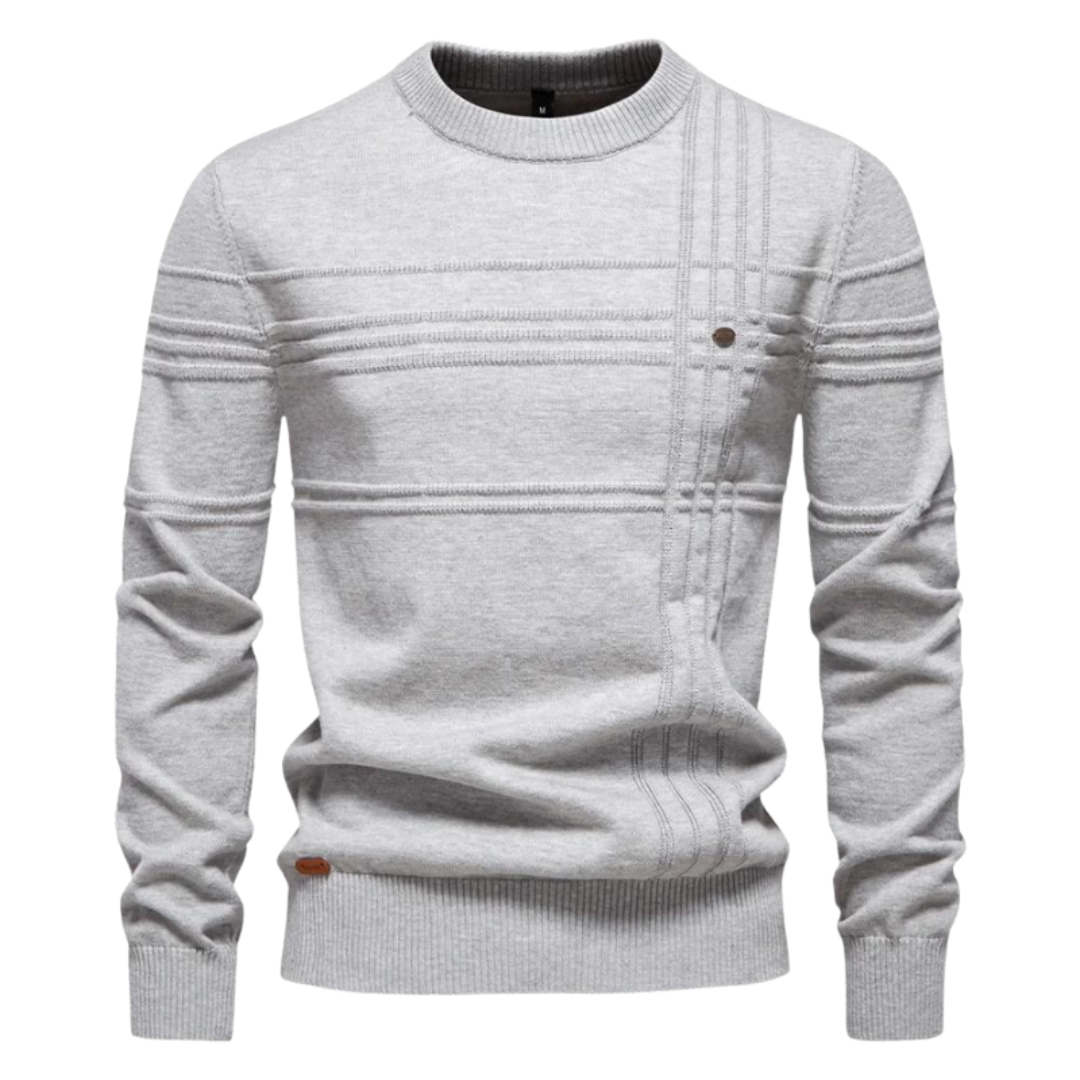 Cotton Men's Sweater with Stripe Design