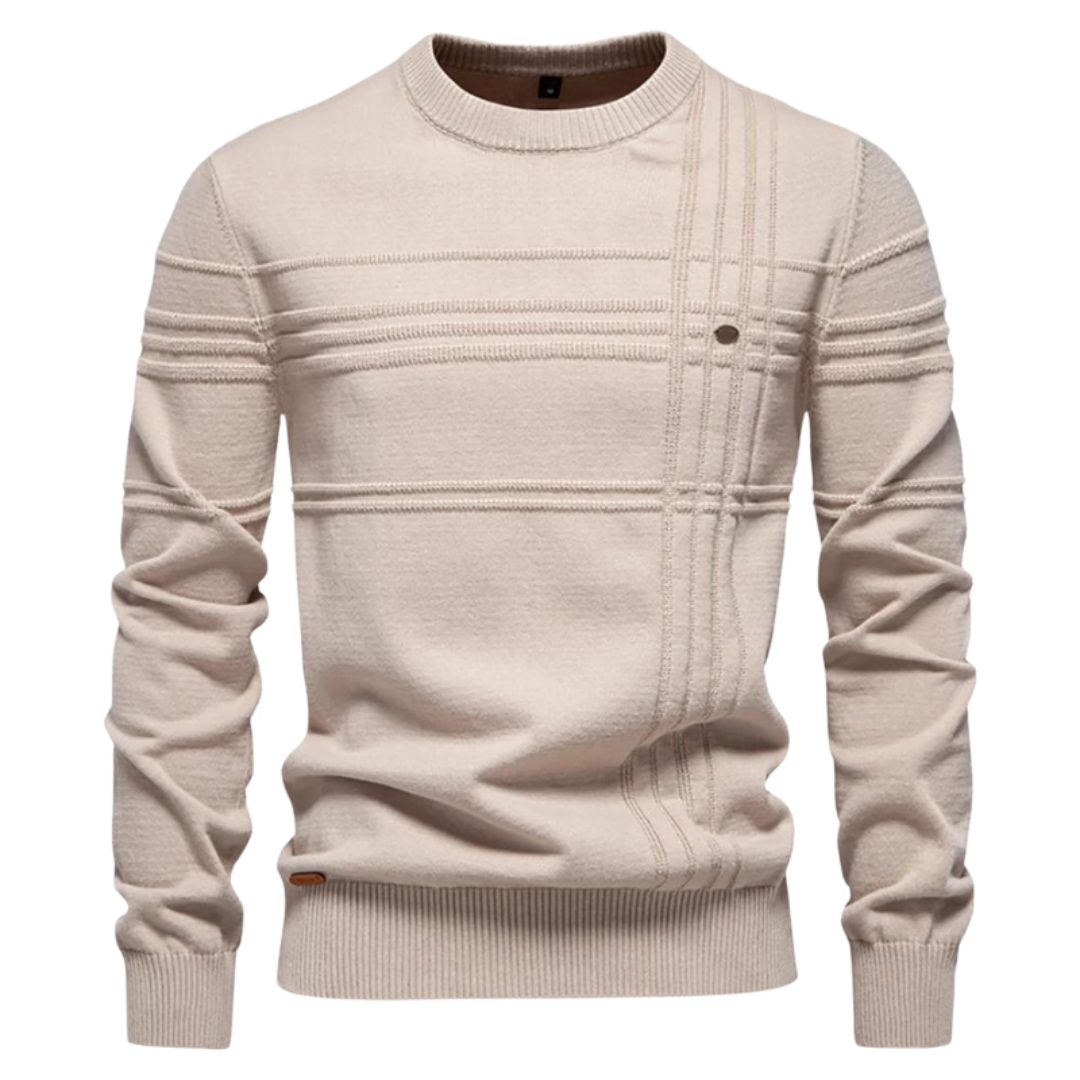 Cotton Men's Sweater with Stripe Design