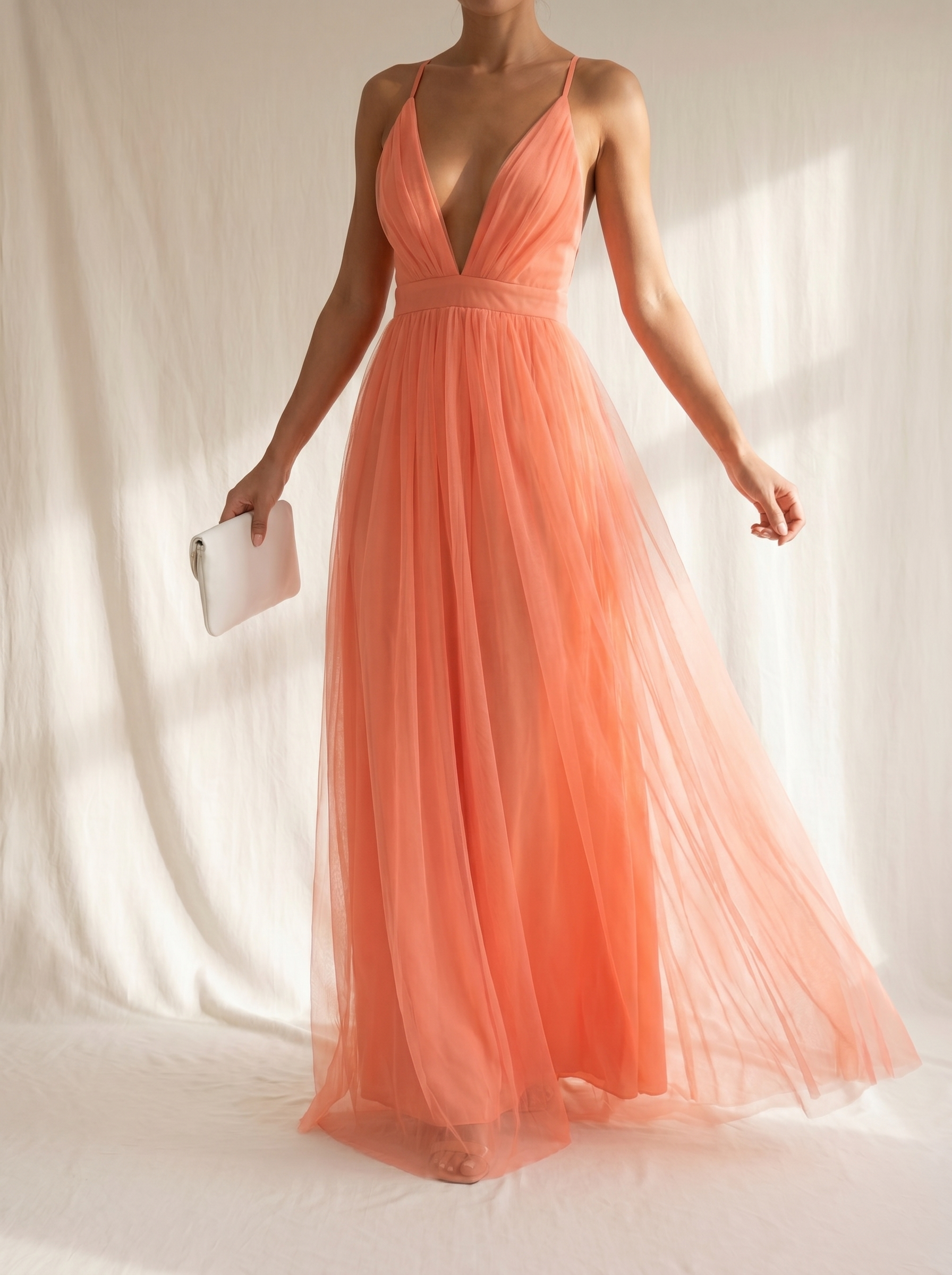 Gabriela | Maxi Sukienka Koralowy Blask