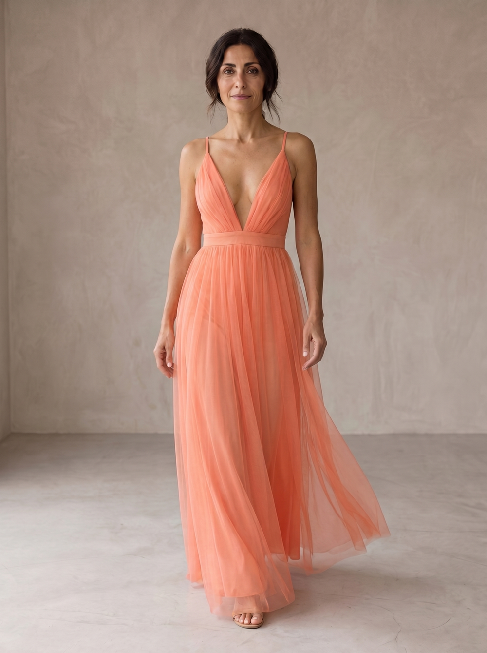 Gabriela | Maxi Sukienka Koralowy Blask
