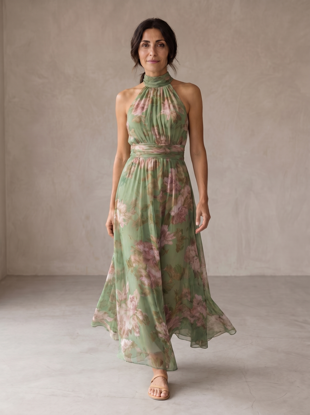 Liwia | Elegancka Kwiecista Sukienka Maxi Halter
