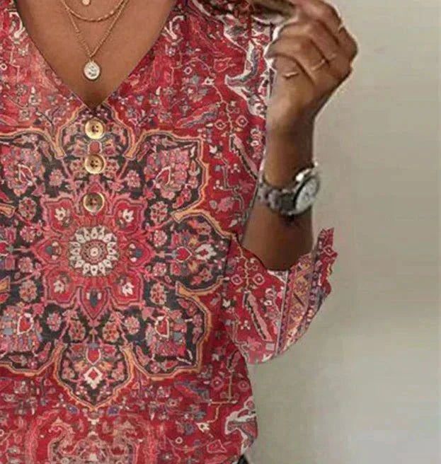Lorena Bohemiański Top z Dekoltem w Serek