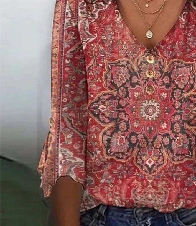 Lorena Bohemiański Top z Dekoltem w Serek